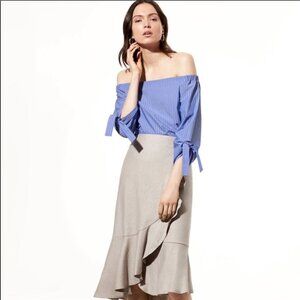 Aritzia Babaton Malik Off Shoulder Blue Blouse